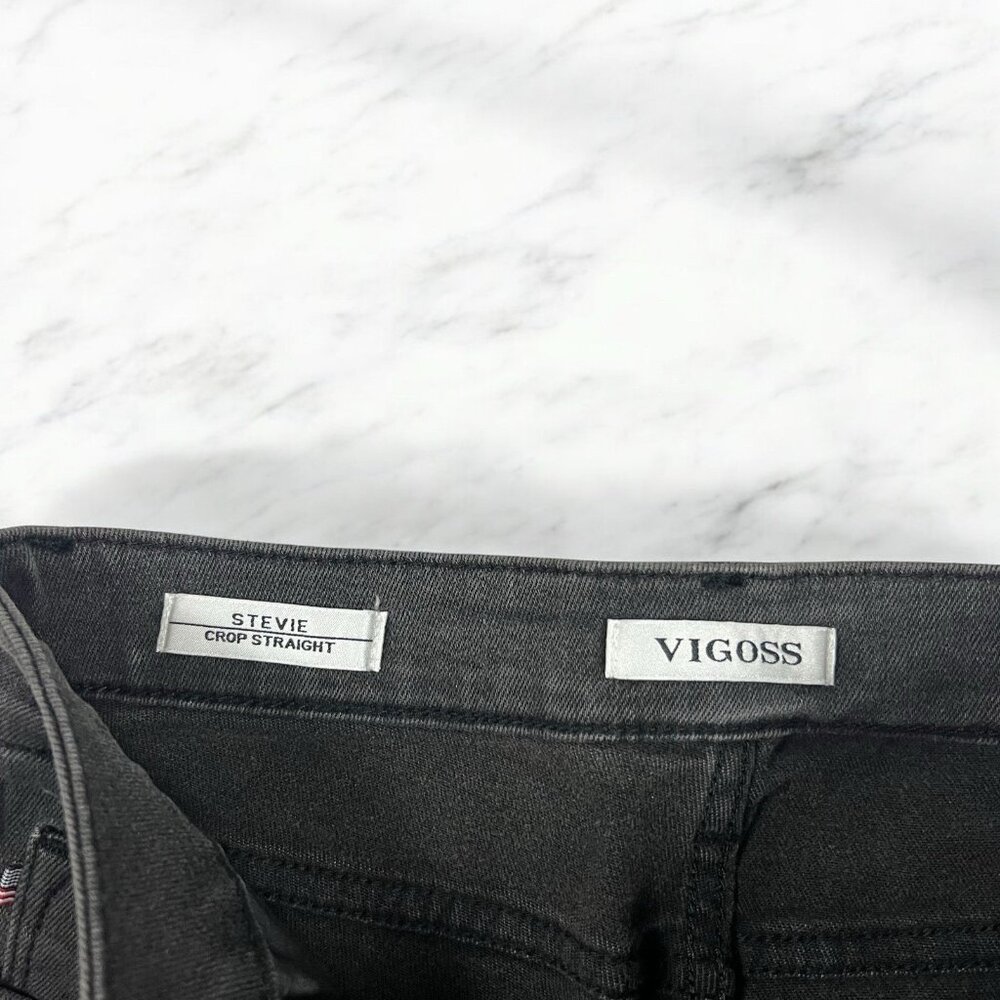 VIGOSS Stevie Crop Straight Jeans Size 27 Waist Distressed Denim Washed Black - Picture 7 of 9